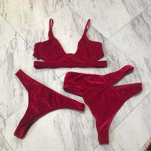 Out from Under Red Velvet Lingerie Set size M
